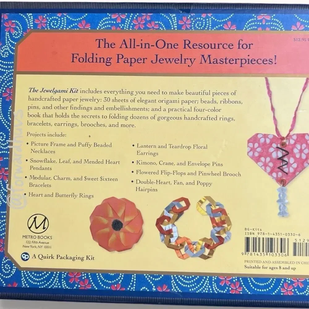 The Jewelgami Kit Complete Craft Kit Paper Jewelry Making Origami Metro Books
